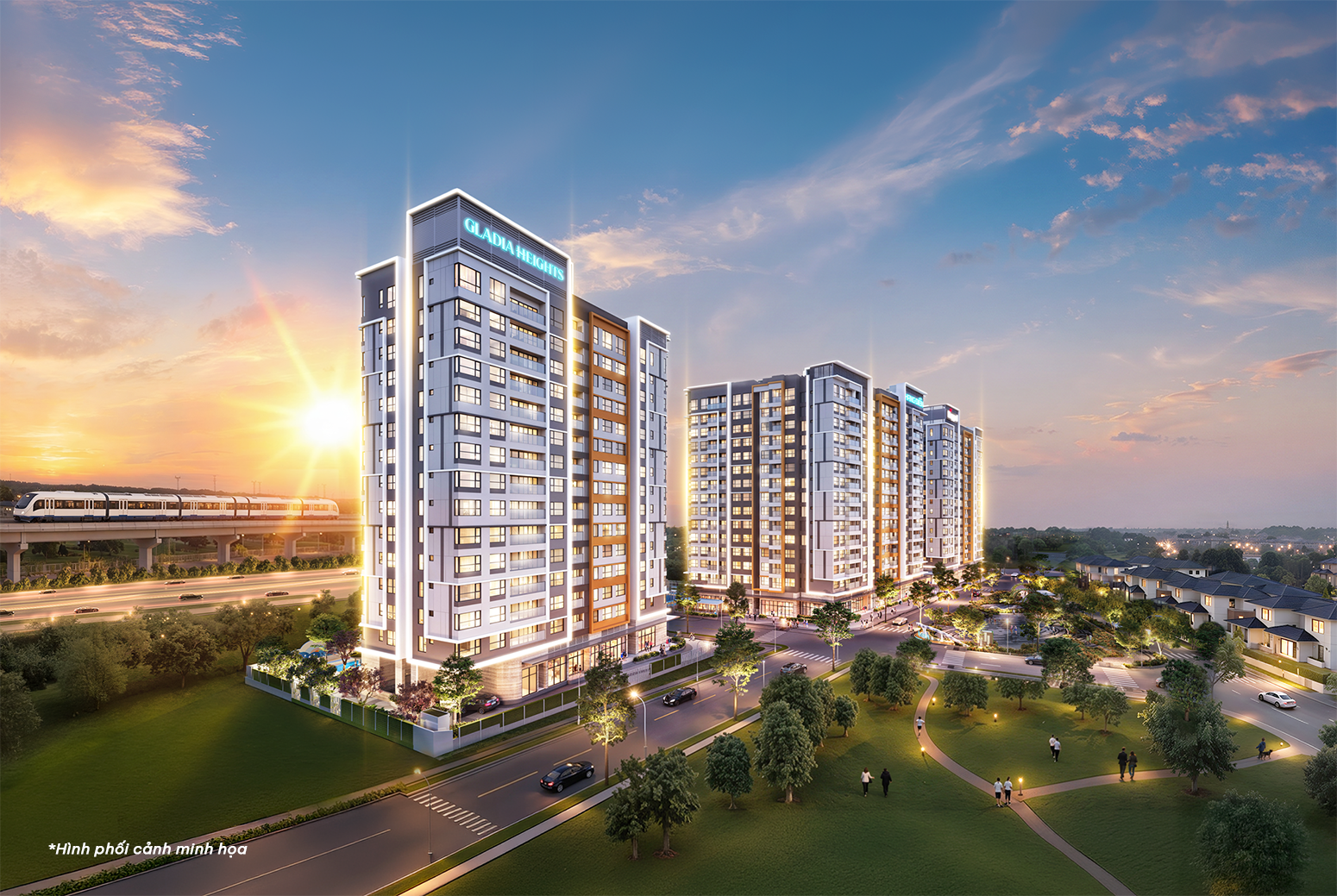 Phối cảnh tổng quan các tòa tháp căn hộ Gladia Heights