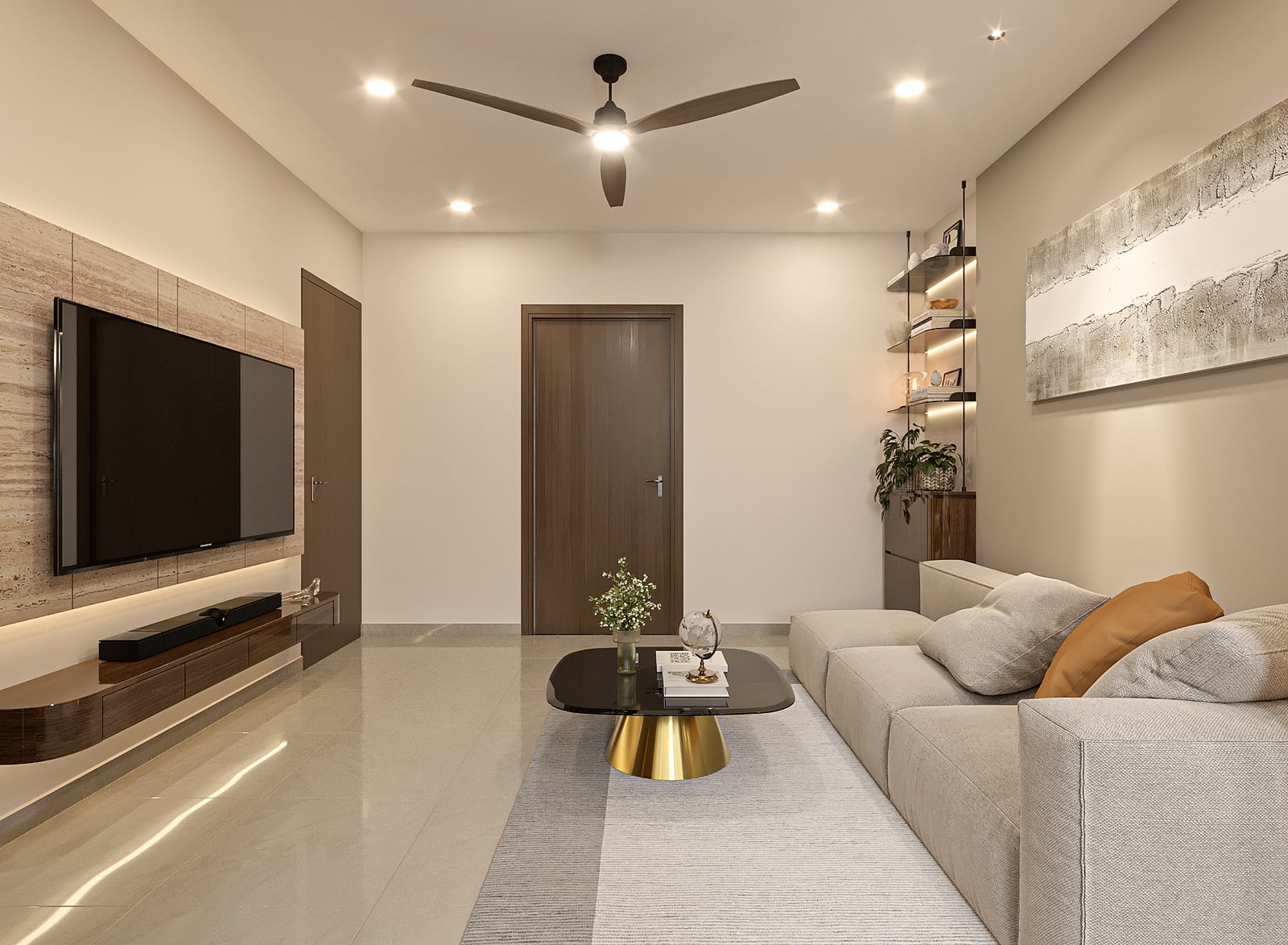 Khu bếp — tủ bếp gỗ, mặt đá đen, bếp từ — dự án NBB Garden III, Quận 8, TP.HCM