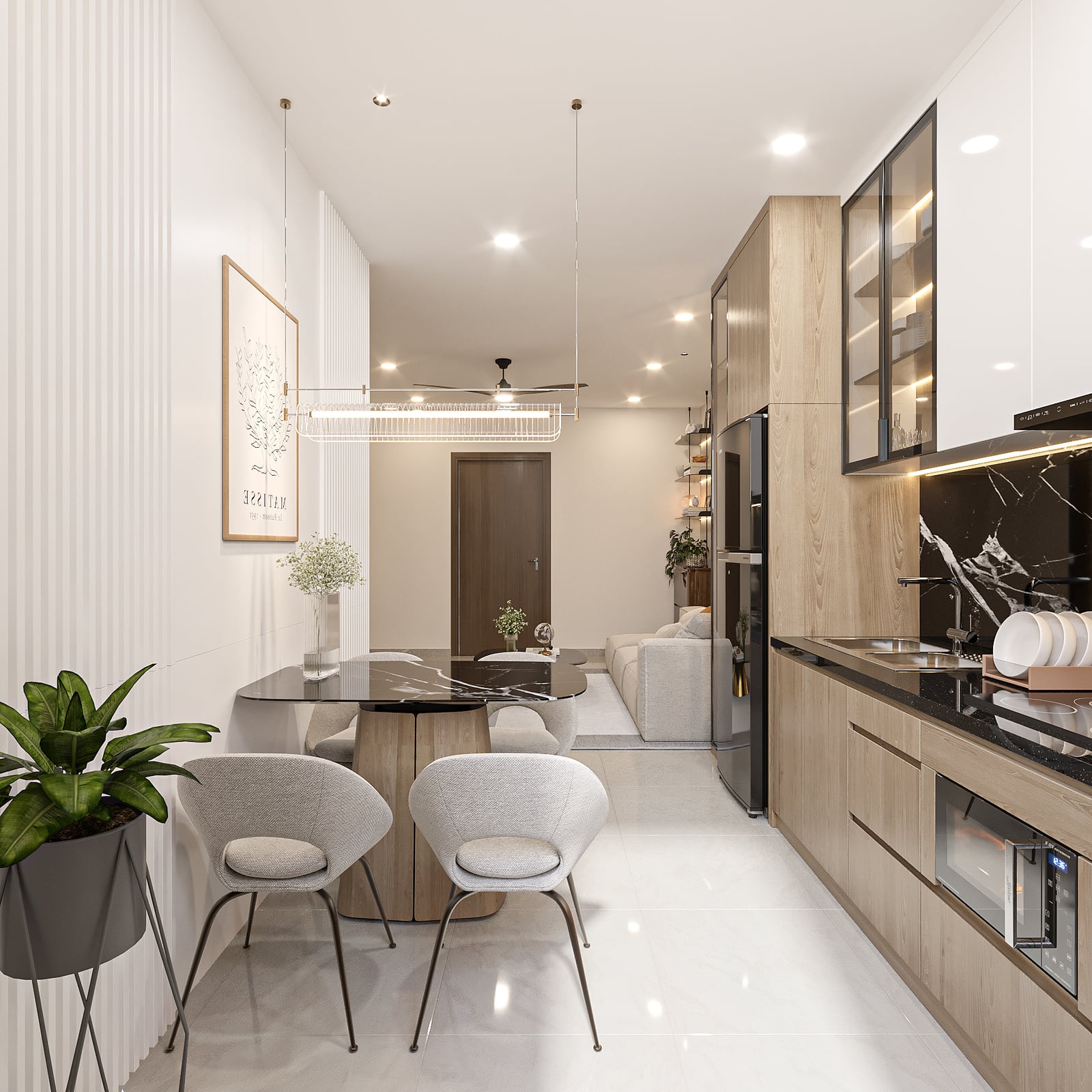 Khu bếp – bàn ăn liên thông phòng khách — dự án NBB Garden III, Quận 8, TP.HCM
