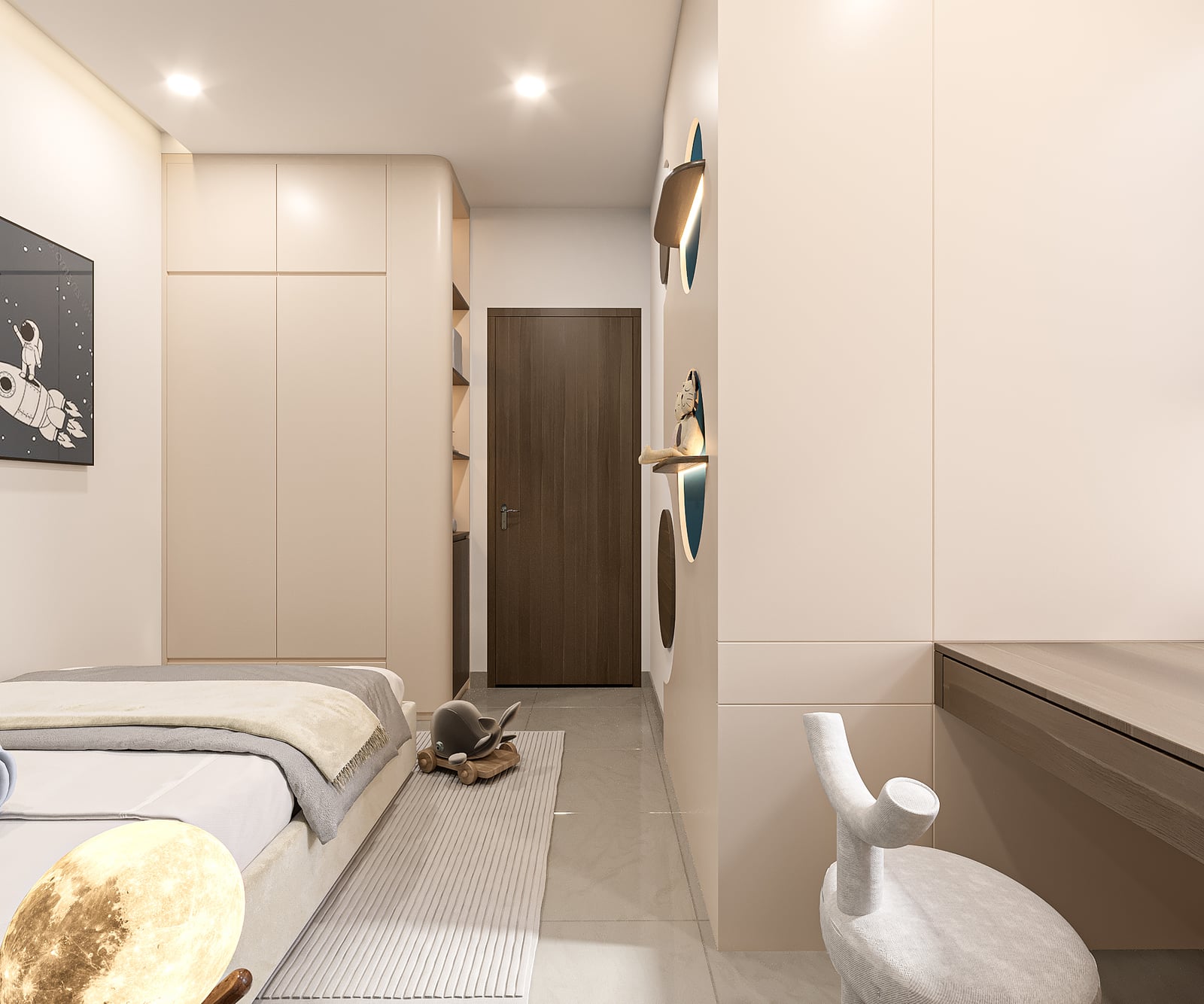 Góc hành lang – tủ áo trong căn hộ mẫu — dự án NBB Garden III, Quận 8, TP.HCM