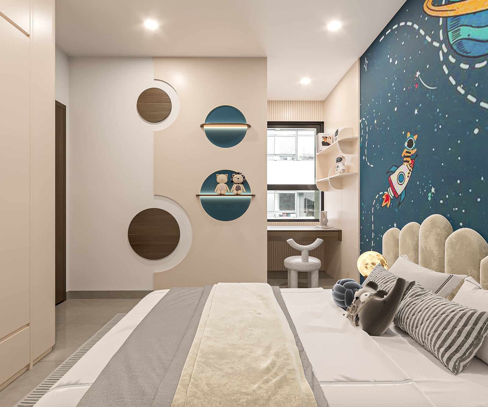 Góc học tập trong phòng ngủ trẻ em — dự án NBB Garden III, Quận 8, TP.HCM