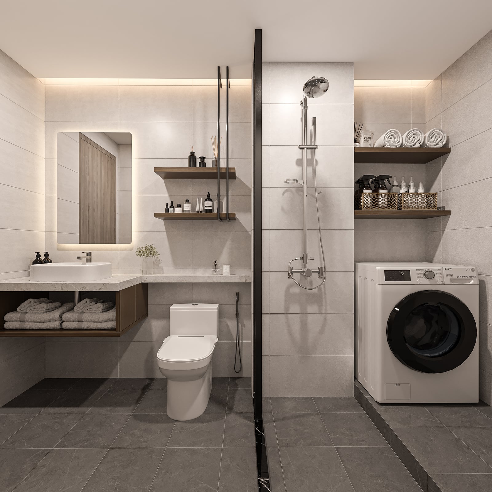 Phòng tắm kết hợp khu giặt — dự án NBB Garden III, Quận 8, TP.HCM