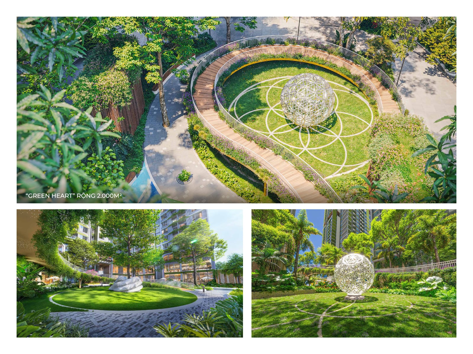 Vườn "Hoa sự sống" — biểu tượng Flower of Life, "Green Heart" rộng 2.000m²