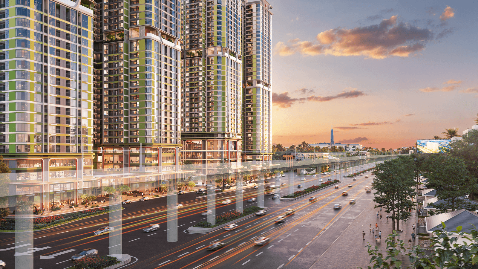 Trung tâm thương mại nội khu — view hướng Landmark 81 — dự án La Pura