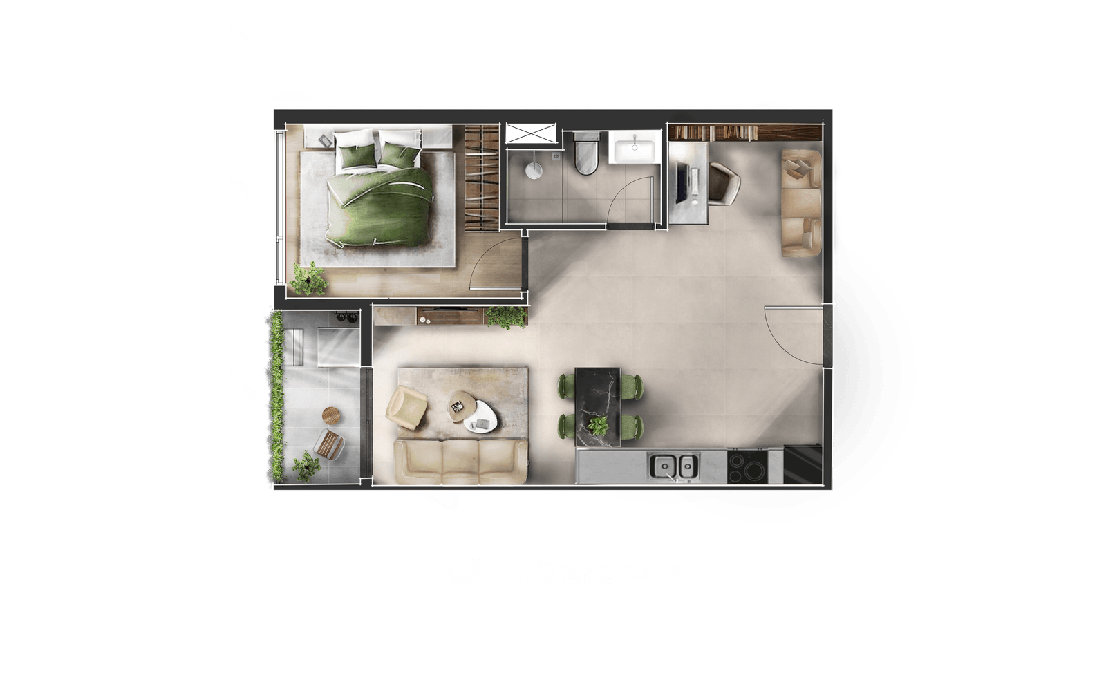 Layout căn hộ 3PN Zenia La Pura