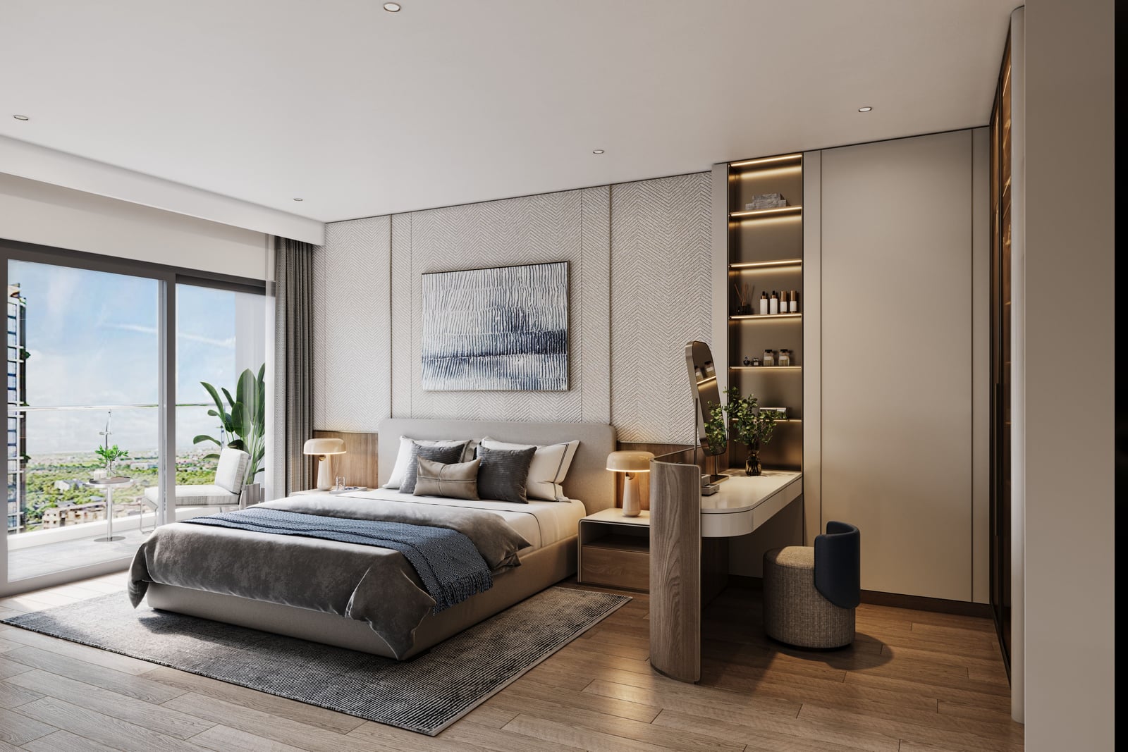 Phối cảnh nội thất phòng ngủ căn 2 phòng ngủ — Masteri Cosmo Central